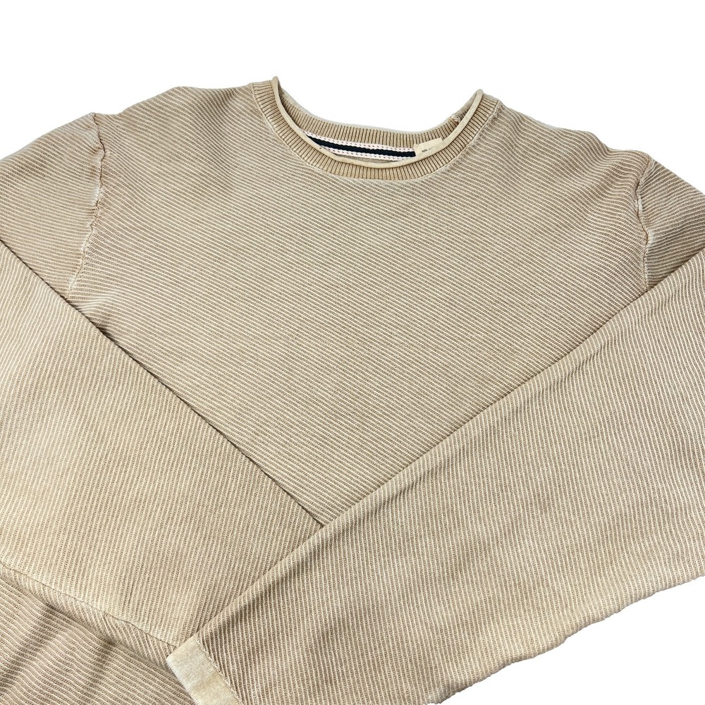 Weatherproof Vintage Twill Stonewash Crewneck Sweater Tan Men's Size Large